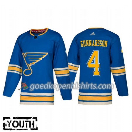 St. Louis Blues Carl Gunnarsson 4 Adidas 2018-2019 Alternate Authentic Shirt - Kinderen